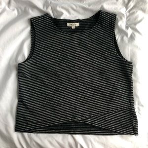 Madewell black striped crop tank top
